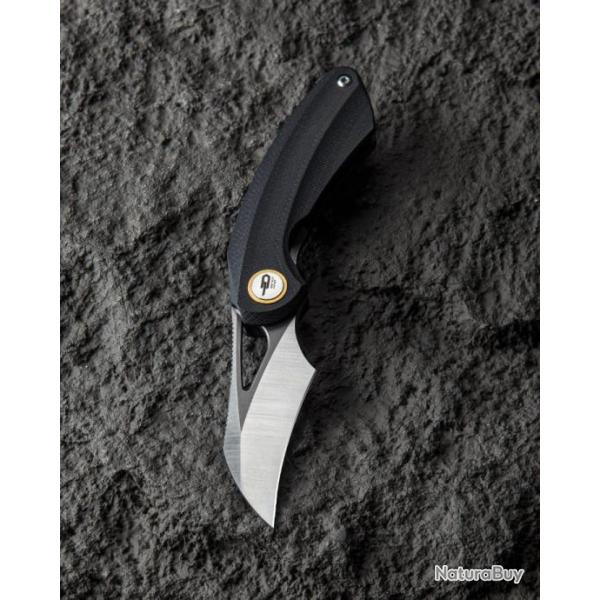 Couteau Bestech Bihai Black Manche G-10 Lame Acier 14C28N 2 Tons IKBS Linerlock Clip BTKG53A2