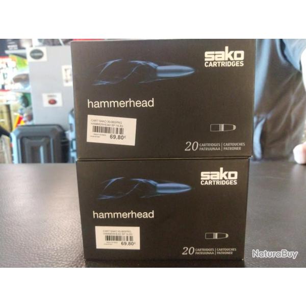 Lot de deux bo�tes de balles sako hammerhead calibre 30-06 bonded soft point 14.3g 220gr