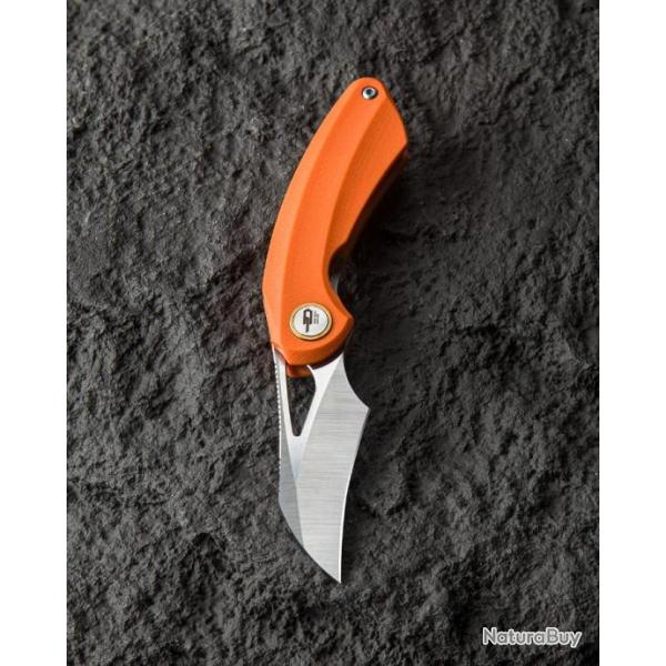Couteau Bestech Bihai Orange Manche G-10 Lame Acier 14C28N Satin IKBS Linerlock Clip BTKG53B1