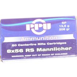 Boite de 20  munitions 8X56 RS Manlicher 208 gr