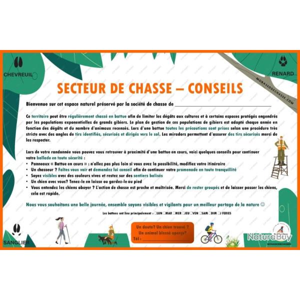 Panneau chasse battue