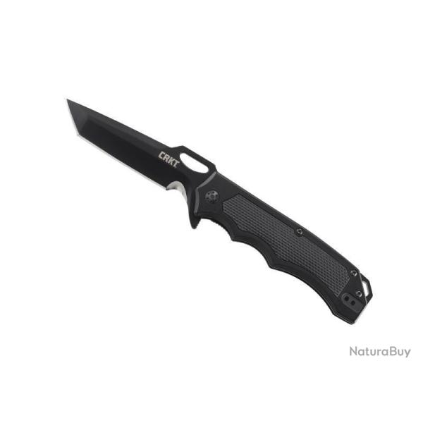 BEL406 COUTEAU CRKT SEPTIMO ARCANE LAME NOIRE FORME TANTO A TROU ACIER 8Cr14MoV NEUF