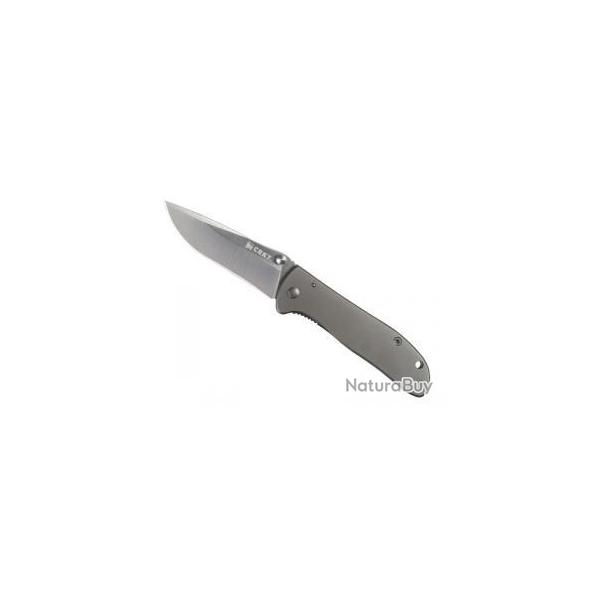 BEL423 COUTEAU CRKT DRIFTER GRIS LAME ACIER 8Cr14MoV REVETEMENT NITRURE DE TITANE NEUF