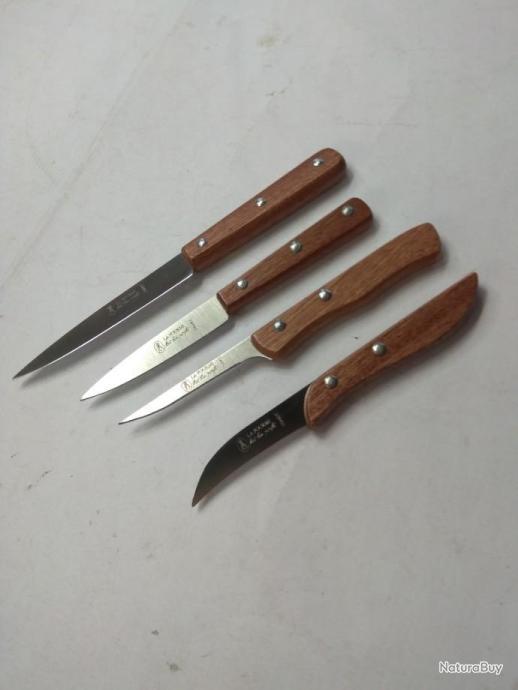 Lot De 4 Couteaux D'office La Fourmi - Manche Bois - Code 2998 - Neuf En Acier Inoxydable