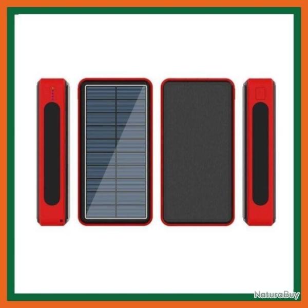 Power bank 80 000mAh solaire - Imperm�able - Rouge - Livraison gratuite et rapide