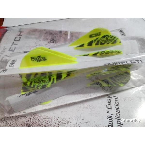 VANES BLAZER QUICK FLETCH 2" - JAUNE/JAUNE TIGRE FLUO