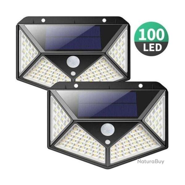 2 pack lampe solaire ext�rieur 100 led �clairage D�tecteur de Mouvement Lumi�re