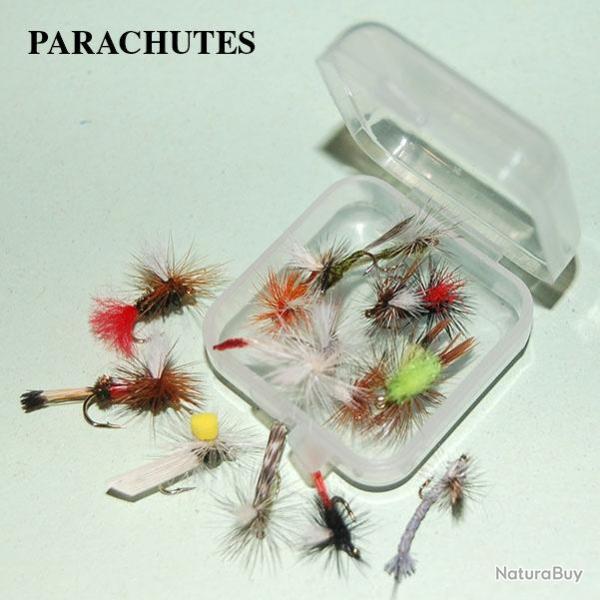 LOT DE 15 MOUCHES PARACHUTES ASSORTIES SUR HAMECON DE 14