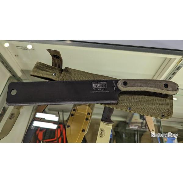Couteau ESEE Libertariat Machete Lame Acier Carbone 1095 Manche Micarta Etui Tan Canvas USA ESLIBUSA