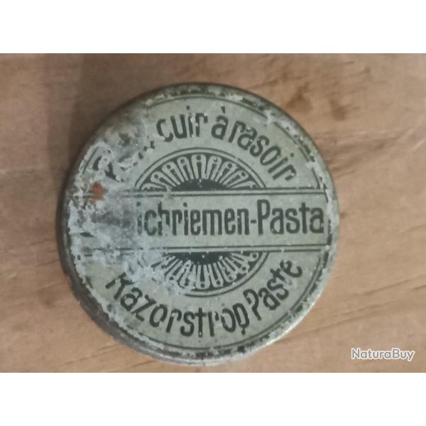 ancienne petite boite m�tal de graisse pour cuir rasoir 1950   rasoir coupe choux
