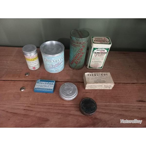 lot de 8 boites m�tal publicitaires m�dical  1950 /1970