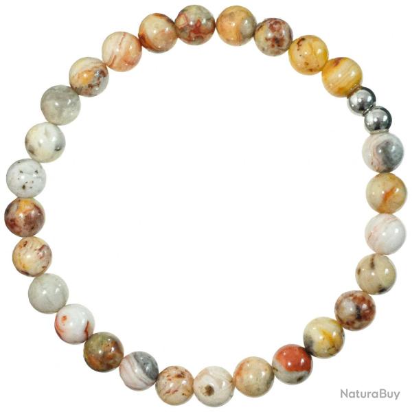 Bracelet en agate crazy lace - Perles rondes 6 mm