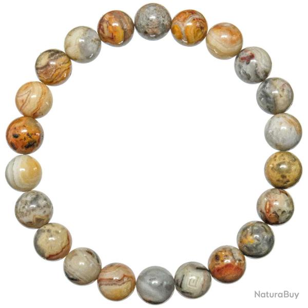 Bracelet en agate crazy lace - Perles rondes 8 mm