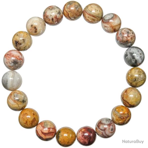 Bracelet en agate crazy lace - Perles rondes 10 mm