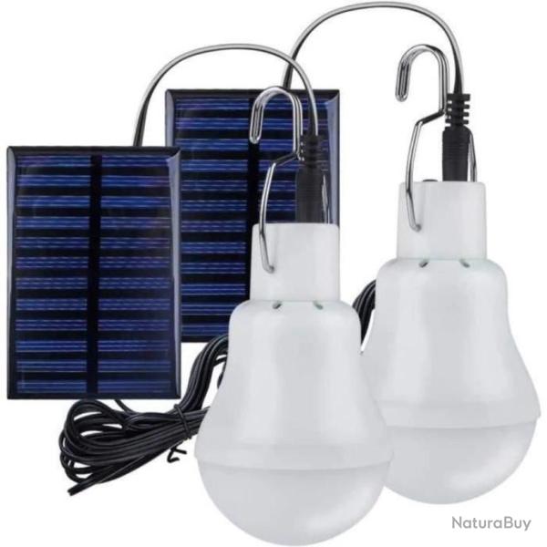 2X Lampe Solaire 15W Lumi�re LED Ampoule Portable pour Eclairage Ext�rieur camping