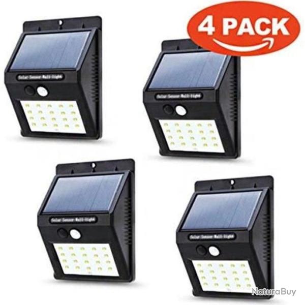 Lampe Solaire Extrieur 4-Pack 20 Led Lumire Solaire Extrieur tanche avec Dtecteur de Mouvement