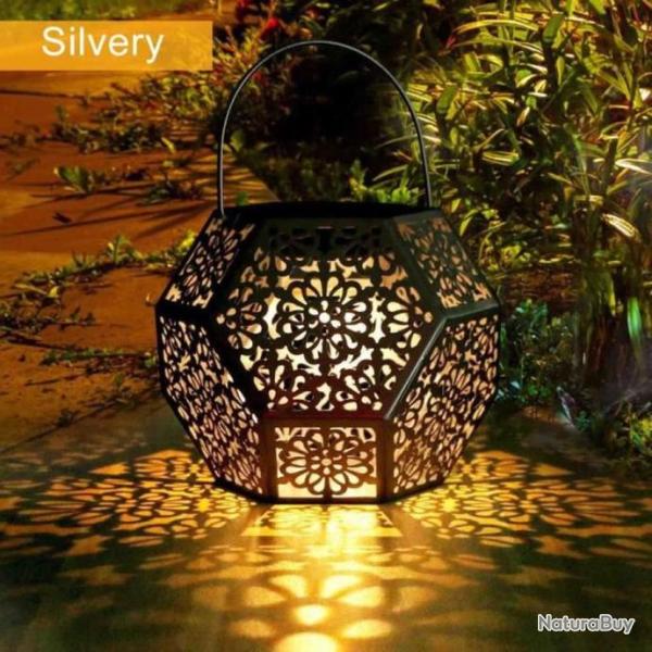 Lanterne Solaire LED Ext�rieur Lampe Solaire Jardin D�corative Forme de Diamant pour Jardin Argent