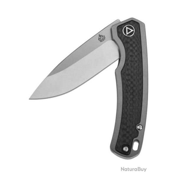 Couteau QSP Puffin Gray Manche Titane/Fibre Carbone Lame Acier S35VN IKBS Framelock Clip QS127D1
