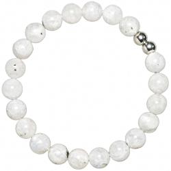 Bracelet en pierre de lune blanche - Perles rondes 8 mm