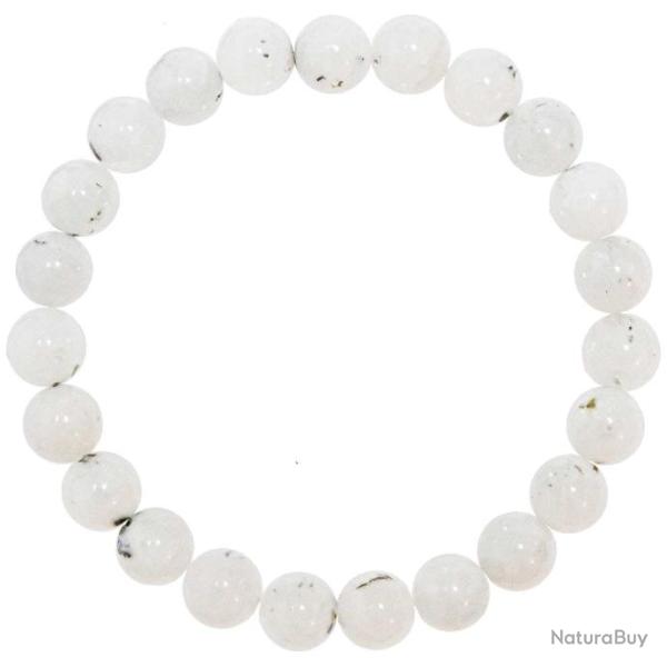 Bracelet en pierre de lune blanche - Perles rondes 8 mm