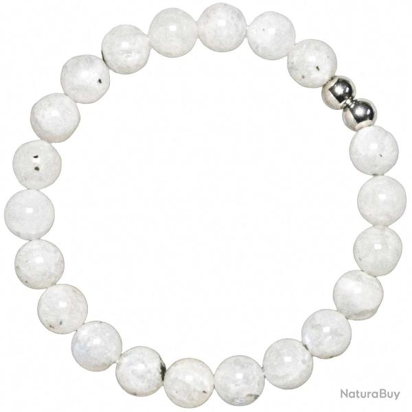 Bracelet en pierre de lune blanche - Perles rondes 8 mm