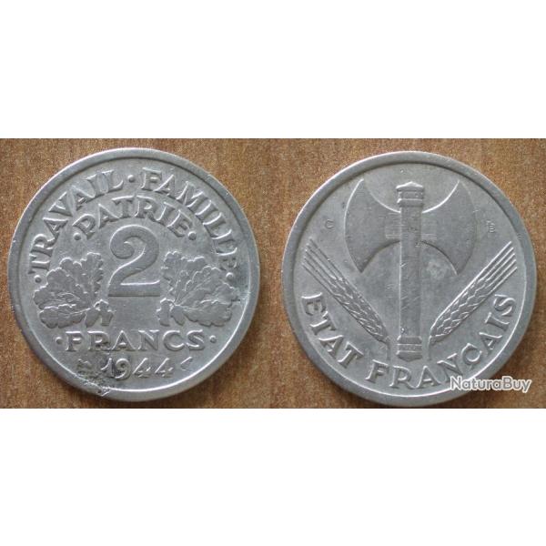 France 2 Francs 1944 C Castel Sarrazin Piece Francisque Vichy