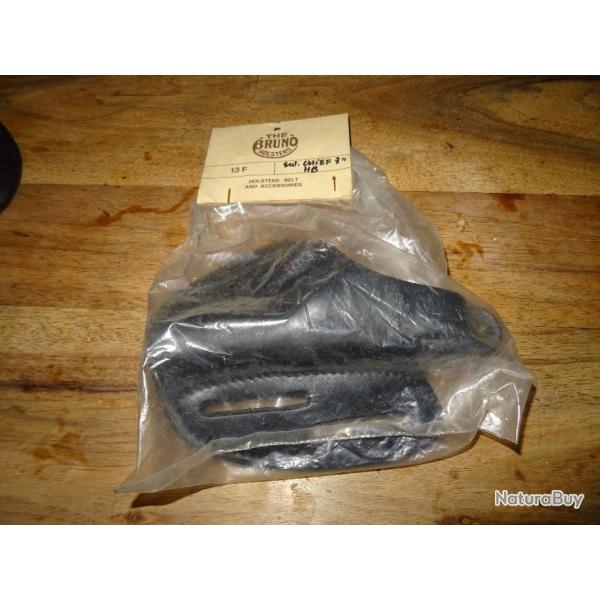 Holster BRUNO en cuir noir pour revolver S&W CHIEF 3" �tat neuf