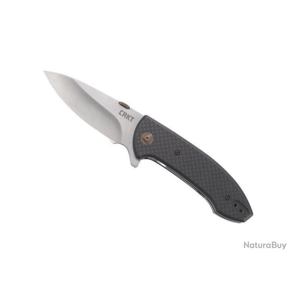 BEL443 COUTEAU CRKT "AVANT" LAME ACIER SATINE MANCHE 11CM FIBRE DE CARBONE CLIP ET PIVOT BRONZE NEUF