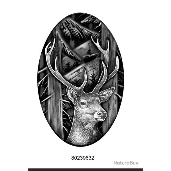 Calotte Blaser R8, R93, K95 en argent motif cerf + Porte Calotte R8 Professionnal