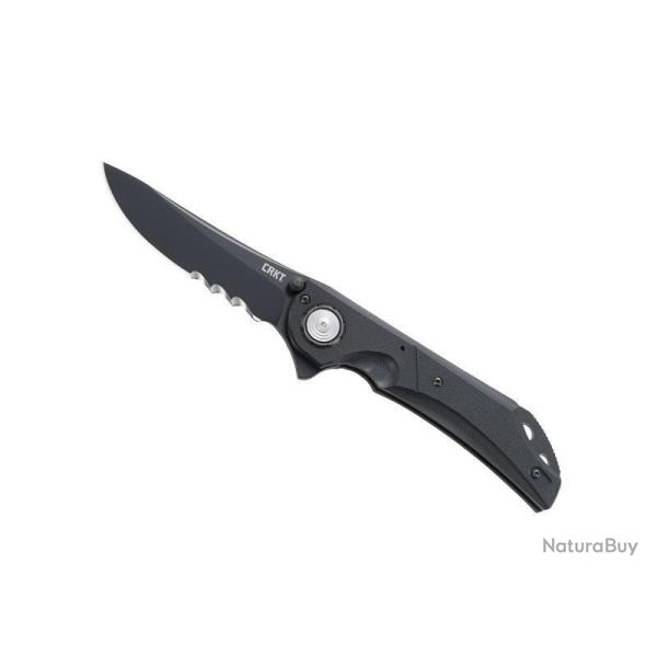BEL451 COUTEAU CRKT "SEISMIC NOIR" LAME SEMI DENTEE ACIER REV ANTI CORROSION NEUF