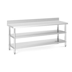 Table de travail acier inoxydable table de travail en inox adoss&eacute;e avec dosseret 200 x 60 x 16,5 cm
