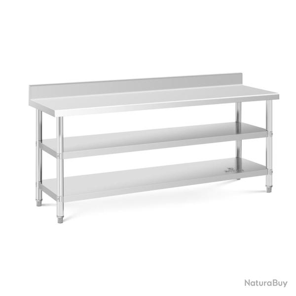 Table de travail acier inoxydable table de travail en inox adoss�e avec dosseret 200 x 60 x 16,5 cm