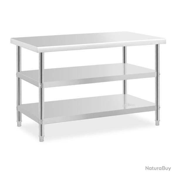 Table de travail inox - 120 x 70 x 5 cm - 200 kg - 2 tablettes 14_0007324