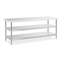 Table de travail inox - 200 x 70 x 5 cm - 231 kg - 2 tablettes 14_0007312