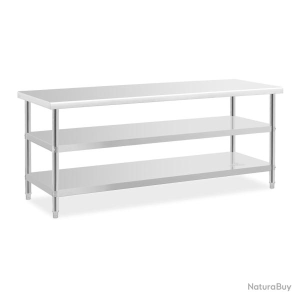 Table de travail inox - 200 x 70 x 5 cm - 231 kg - 2 tablettes 14_0007312