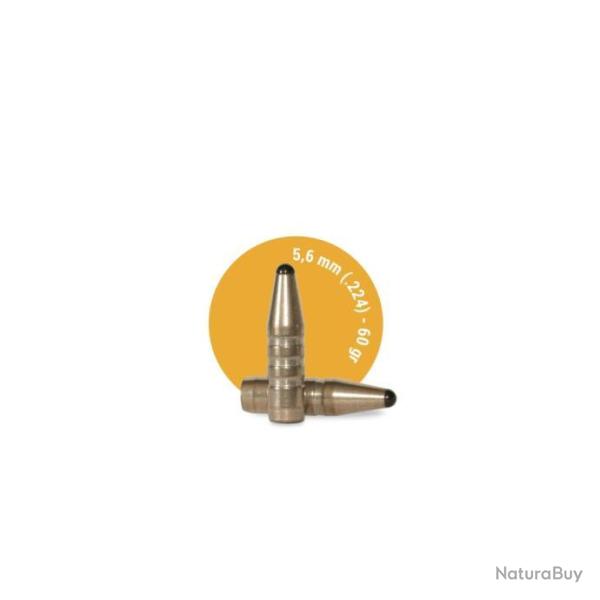 Ogives sans plomb fox classic hunter 5,6 MM (.224) 60 GR - 25 pi�ces en vrac en sachet plastique