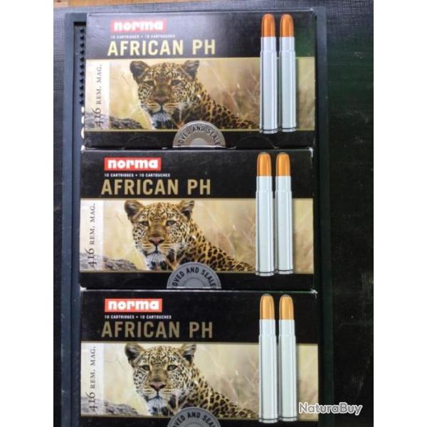 Destockage !  Lot de 3 Boites Norma 416 Rem mag african PH