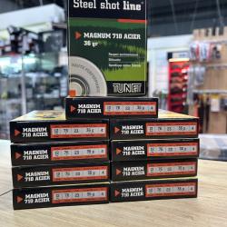 10 boites de 10 cartouches  TUNET Magnum 710 acier 36gr Cal 12/70 Pb 4