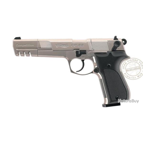 Pistolet � plomb CO2 4.5 mm WALTHER CP88 Competition 6'' (4 joules) Nickel