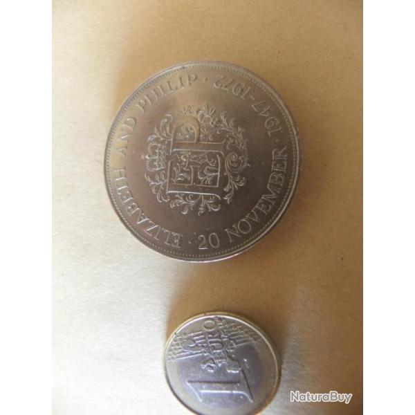 Pi�ce comm�morative anglaise Elizabeth Philip 20 novembre 1947 1972