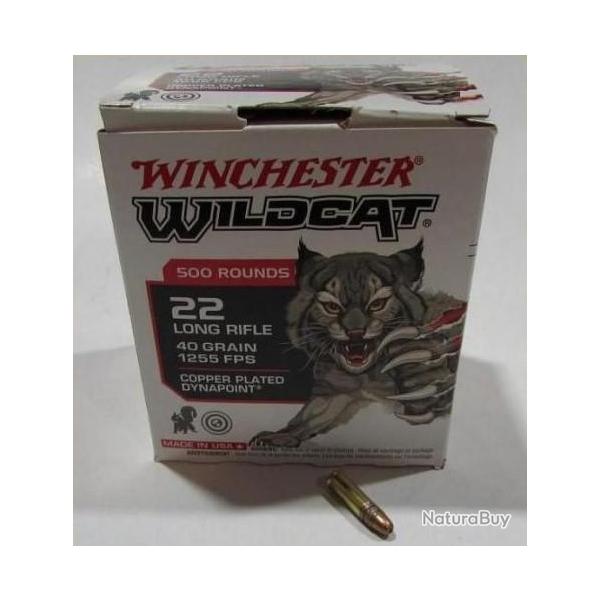 1 boite 500 cartouches 22lr Winchester WILDCAT, DYNAPOINT40 grains