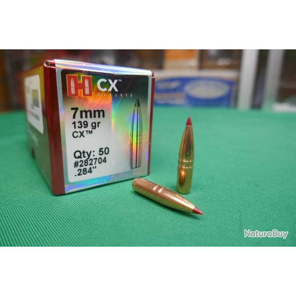 50 ogives en 7mm 139 gr CX de HORNADY #282704.284