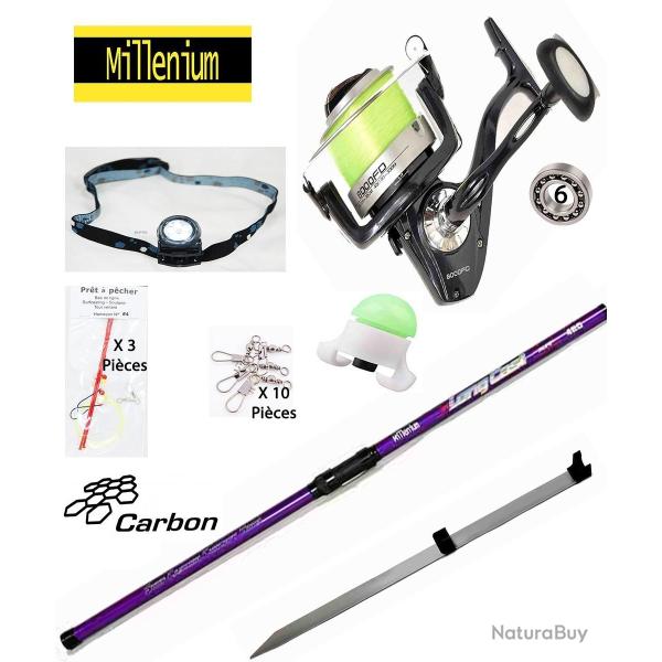 Pack P�che Surf Complet, Canne Carbone 4M20 + Moulinet 6 Roulements + Pique Surf + Accessoires