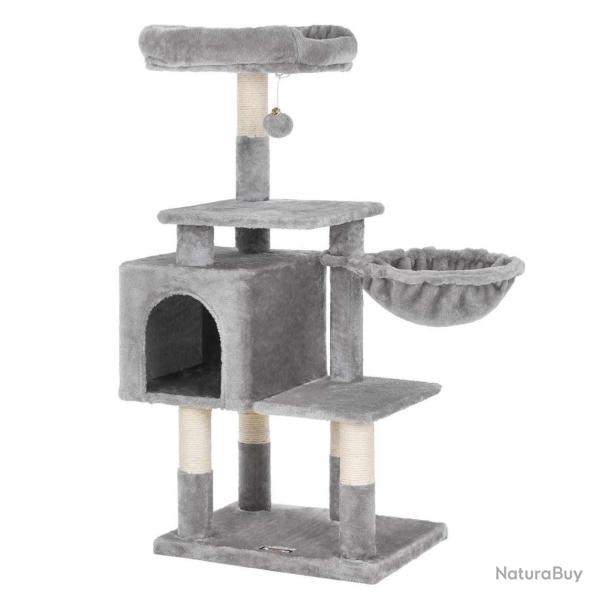 Arbre � chat multi-niveaux hauteur 110 cm niche gris clair 12_0001163