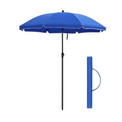 Parasol droit diam&egrave;tre 160 cm UV 50+ nervures en fibre de verre toile polyester inclinable sac de t