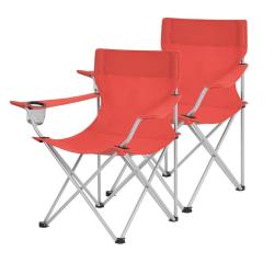 Lot de 2 chaises de camping pliables si&egrave;ges pliantes ext&eacute;rieur confortable avec accoudoirs et porte