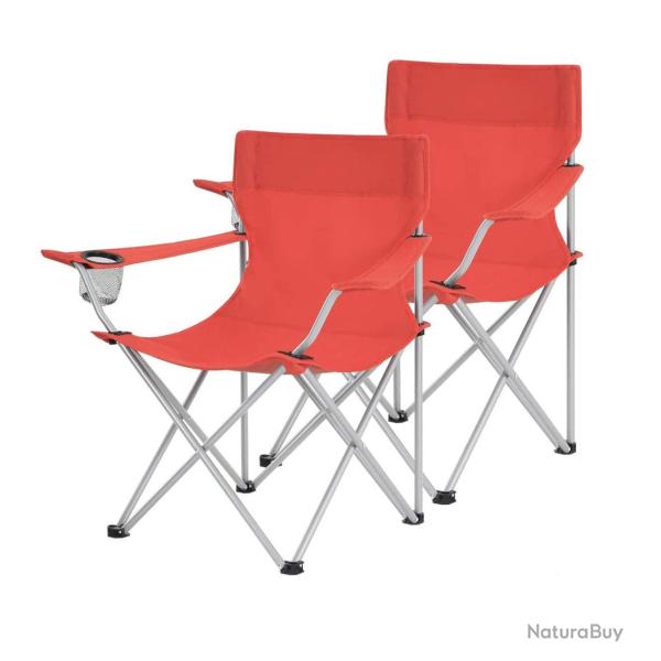 Lot de 2 chaises de camping pliables si�ges pliantes ext�rieur confortable avec accoudoirs et porte