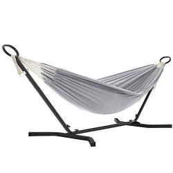 Hamac avec support 210 x 150 cm 5 hauteurs r&eacute;glables hamac portable avec cadre m&eacute;tal sur pieds capa