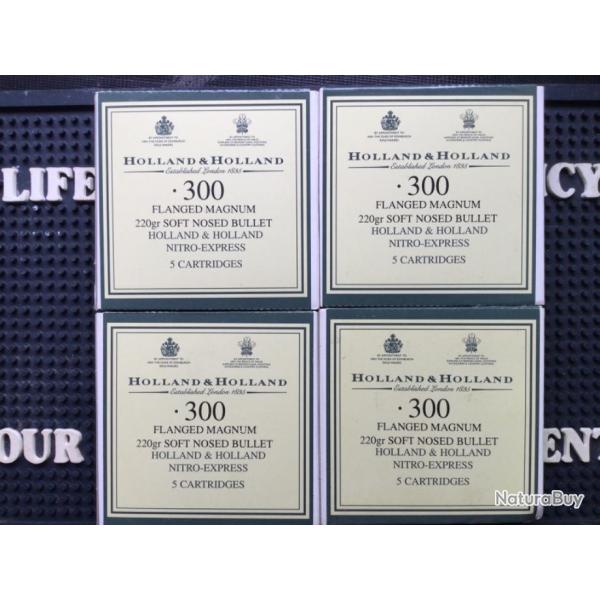 DESTOCKAGE ! Lot de 4 boites holland &holland calibre 300 flanged magnum soft nose 220 gr