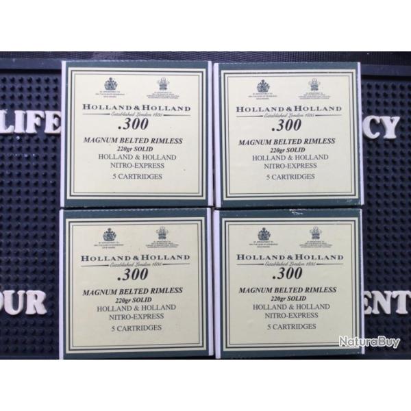 DESTOCKAGE ! Lot de 4 boites hollan&holland calibre 300 magnum belted 220 gr solid